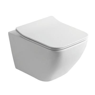 China Ideal Standard P-trap Rimless Bathroom Toilet Toilet Concealed Wall Mounted Ceramic Cistern Toilet for sale