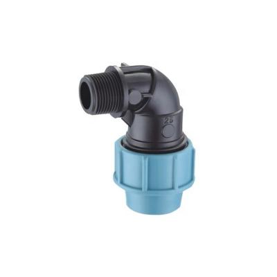 China BSPT Dark Blue PN16 PP Pe Compression Pipe Fittings Elbow for Agriculture Irrigation for sale