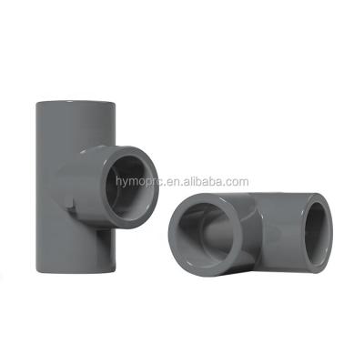 China Color azul gris blanco PN10 UPVC Tee para accesorios de tuberías de suministro de agua en la norma DIN en venta