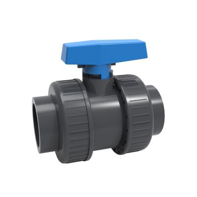 China PP Ball PVC Double Union Ball Valve for 1 Inch Pipe 1.0MPA Pressure and EPDM O-ring for sale