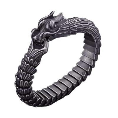 China Retro Vintage Dragon Bangle Dragon Scale Charm Men's Bracelet Stainless Steel Jewelry for sale