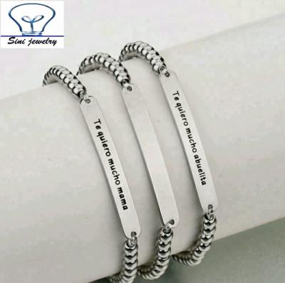 China Personalized Custom Stainless Steel Logo Name Engraved Beads Bracelets Women Jewelry Gift Stainless Steel Jewelry for sale