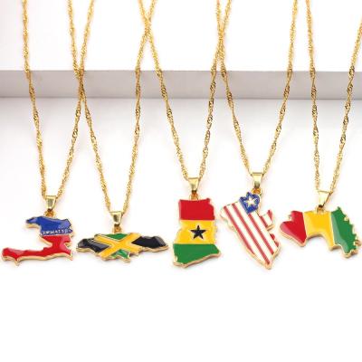 China FASHIONABLE Jewelry Bestselling 18K Gold Plated Stainless Steel Custom World Map Necklace for sale