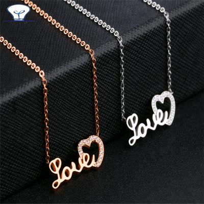 China Simple Design Stainless Steel Love Letters Pendant Zircon Stainless Steel Chain Miniature Jewelry for sale