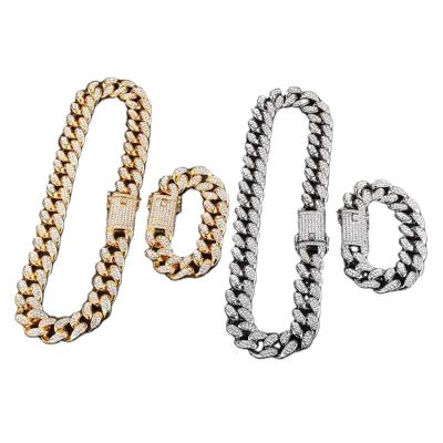 China Hiphop Fashion Mens HIPHOP Studded Diamond Gold Silver Chains Cuban Necklaces for sale