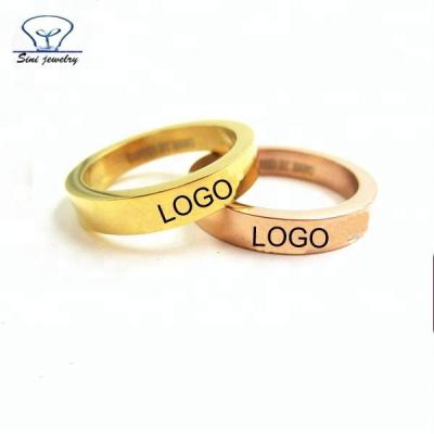 China 2019 Hot Selling Stainless Steel Ring Jewelry 2019 Hot Sale Custom Cheap Simple Engraved Design Mens Name Ring 18K Gold Plated Stainless Steel Jewelry for sale