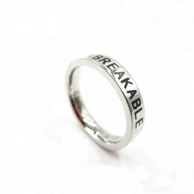 China Charms Ring Jewelry Personalized Band Hand Stamped Delicacy Etched Engraved Logo Customized Ring With Black Enamel for sale