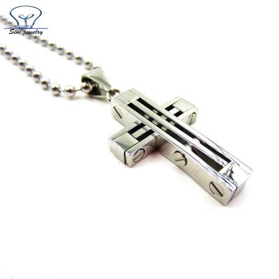 China New Fashion Stainless Steel Silver Black Scalar Energy Cross Pendant Price for sale