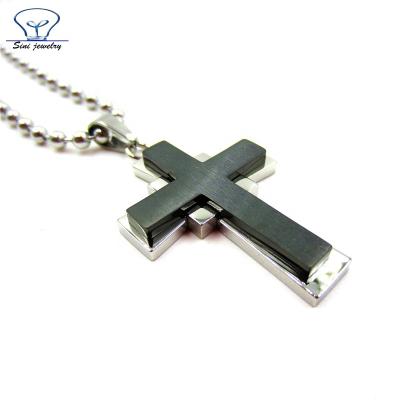 China SINI JEWELS Religious Paypal Free Sample Fast And Black Plated Two Layers Of Cross Pendant Jewelry Custom Pendant for sale