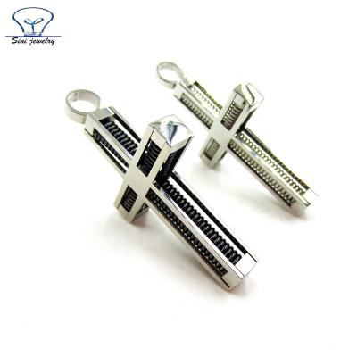 China CLASSIC Unique Cross Stainless Steel Pendant With IP Black Spring Energy Scalar Pendant for sale