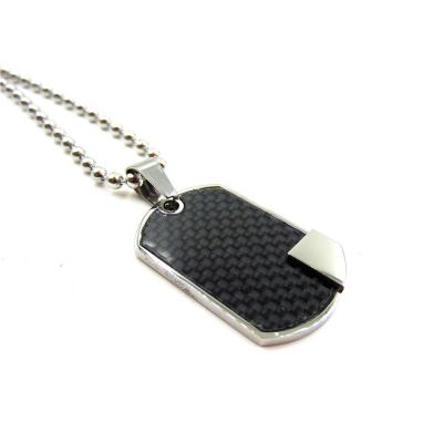 China CLASSIC Wholesale Custom Stainless Steel Carbon Fiber Dog Tags Necklace Titanium Pendant Jewelry for sale