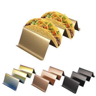 China Disposable Holder Tray Mexican Tortilla Pancake Racks Stainless Steel Taco Stand Holder for sale