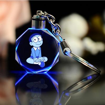 China Cute Souvenir Gift Japan Anime Key Chain 3d Laser Engraving Crystal Glass Custom Keychain Maker for sale