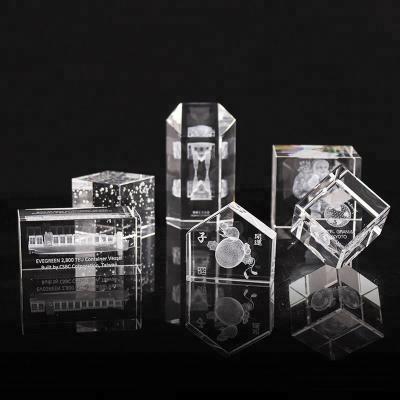 China Europe Clear Space K9 Glass Cube Feng Shui Souvenir Crafts Engrave 3D Laser Empty Crystal for sale