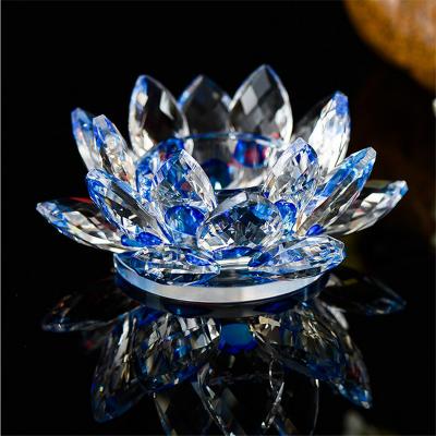 China Lotus Shape Home Candle Holder Flower Lotus Decoration Crystal For Wedding Gift for sale