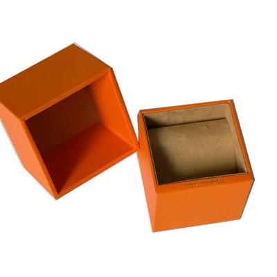 China Custom Luxury Black Flat Watch Box Logo Gift Display Packaging Storage Small Watch Box for sale