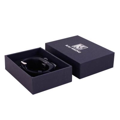 China New Design Handmade Black Watch Box Pillow Wrapping Paper Watch Box for sale