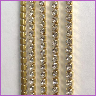 China 10 Yard Length NARROW Space Cup Chain Rhinestone Durable Trimming For Decorations Silver And Gold for sale