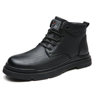 China Deodorization Leather Shoes For Men New Styles Martin Boots Snow Combat Boots Rain Motocross Rubber Leather Men Platform Cotton-padded Shoes for sale