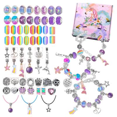 China TRENDY Charm Bracelet Making Kit, Jewelry Making Supplies Beads, Unicorn/Mermaid Beads Gifts Set For Girls Teens Age 8-12 for sale