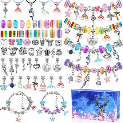 China 112pcs/set Trendy Charm Bracelet Making Set Girls Jewelry Making Kits Kids Nice Gifts Present DIY Silver Plated Snake Chain Bracelet for sale