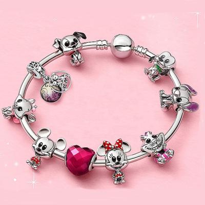 China Fashion Original 925 Silver Plated Charm Bracelet Snake Chain Beaded Bangle Women Gift Jewelry Bracelet for sale