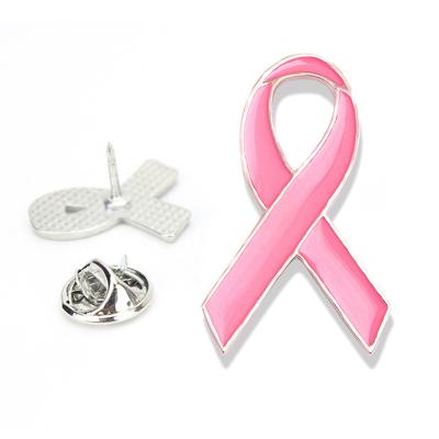 China Fashionable Breast Prevention International Standard Brooch Ribbon Pink Brooch Jewelry Promotional Brooch Servicing Breast Cancer Badge Promotional Brooch for sale