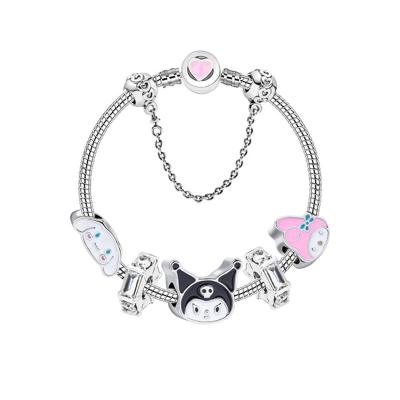 China 2021 FASHIONABLE Hot Sale Charm Bracelet Cartoon Kuromi Melody Series Love DIY Beaded Bracelet Girl Lady Bracelet Gift for sale