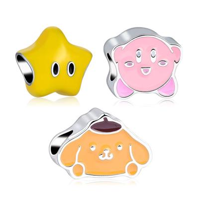 China 2021 Cute Kirby Animation Pudding Dog Charm Bead Bracelet Jewelry Accessories New Product Cartoon Star Creative Oil for sale