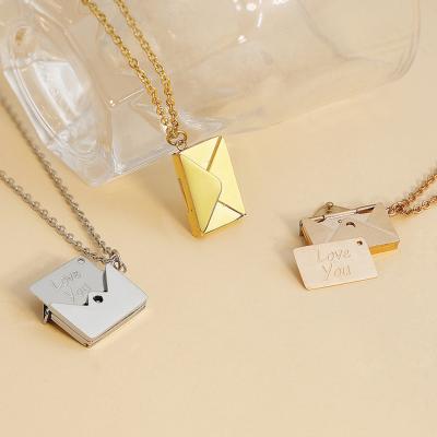 China Customized Fashion Lady Stainless Steel Clavicle Clavicle Envelope Fashion Letter Pendant Necklace Pendant Necklace for Lady for sale