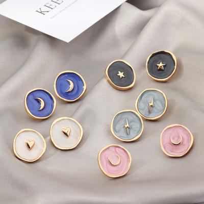 China Wholesale Trendy Fashion Jewelry Fashion Alloy Love Moon Earrings New Oil Drop Stud Earrings Female for sale