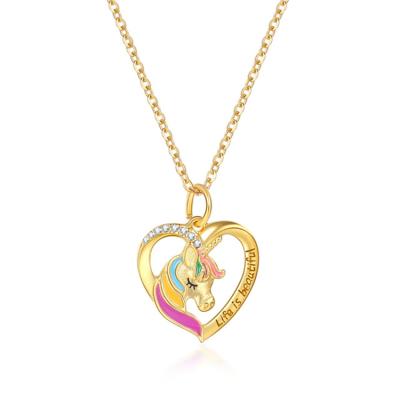 China Newest Fashion Alloy Necklace Little Girls Colorful Pendant Necklace Sale Jewelry For Children's Gift for sale