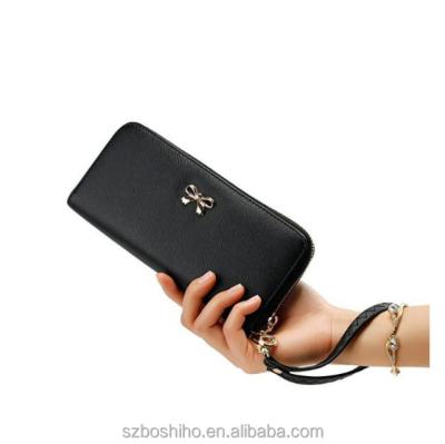 China Fashion PU Leather Lady Long Clutch Leather Card Holder Purse Purse Bag or Faux Women Wallet for sale