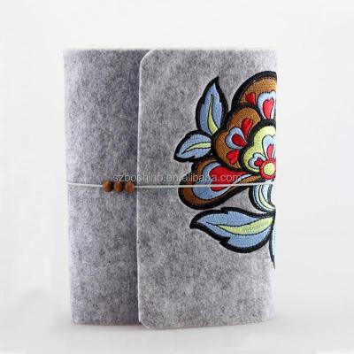 China 2021 New Arrival Custom BOSHIHO A5 Hardcover Journal Felt Fabric Diary Journal With Embroidery Vintage Style Notebook for sale