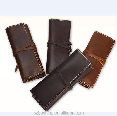 China Boshiho Wholesale Durable Pen Case New Develop Beautiful Leather Lined Custom Logo Cosmetic Pen Bag Pouch for sale