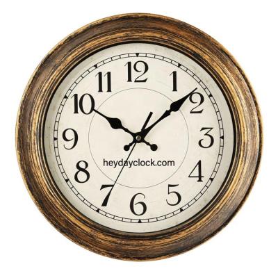 China Antique Style 12 Inch Silent Non Ticking Shabby Chic Rustic Wall Clock 14 Inch Retro Round Shape Home Style Decorative Vintage for sale