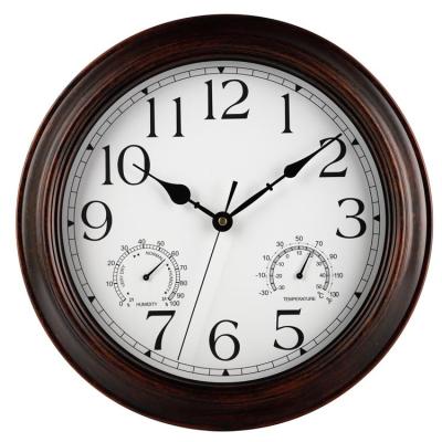 China Vintage Style Home Decor Round Shape Antique Style Wall Clock With Temperature Humidity for sale