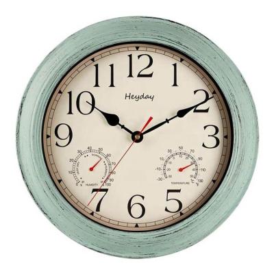 China With Thermometer and Hygrometer Home Decor Round Shape Retro Wall Clock Thermometer Hygrometer for sale