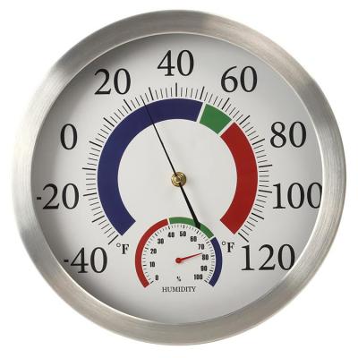 China Indoor Aluminum Case Round Home Room Indoor Thermometer And Hygrometer for sale