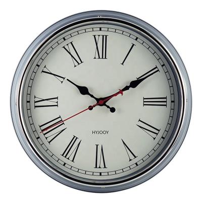 China Retro HYJOOY Style Quartz Analog Home Modern Decorative Antique Metal Frame Wall Clock for sale