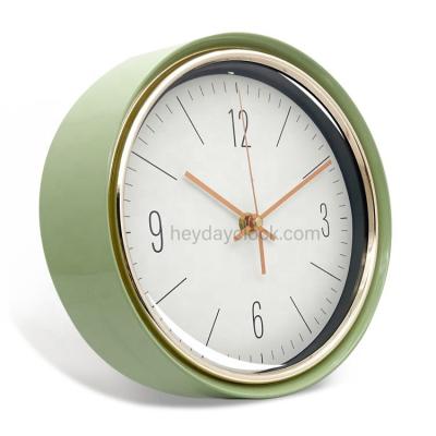 China FILE 9inch Round Shape Quartz Metal Super Silent Non Ticking Modern Luxury Wall Clock for sale