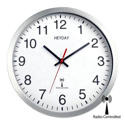 China Aluminum Controlled Radio 12inch 30CM Europe DCF Housing Radio Wall Clock for sale