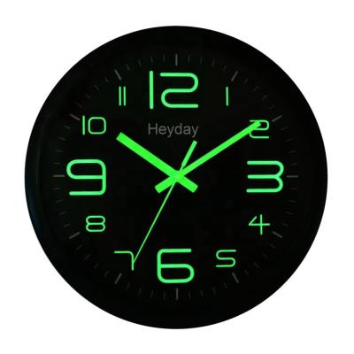 China LUMINOVA 12 inch with night light function glow in the dark super luminous wall clock for sale