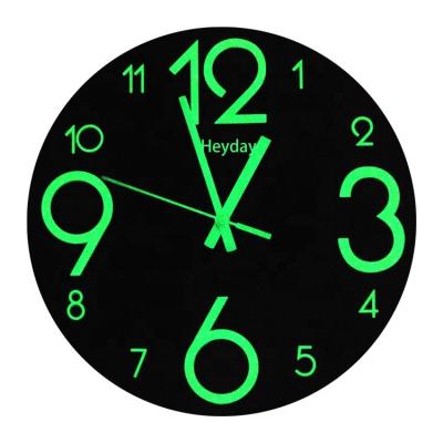 China LUMINOVA Amazon Hot Sale Super Bright Wooden Glow in the Dark Night Light Wall Clock for sale