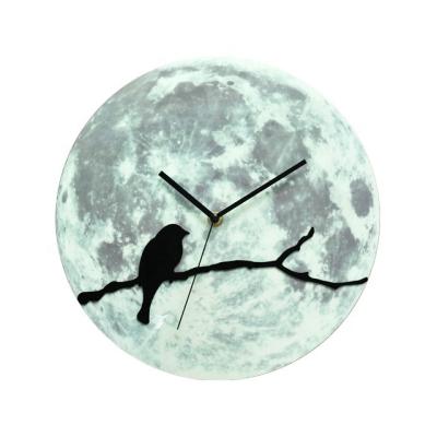 China LUMINOVA Luminous Glow in the Dark Moon Night Light Wall Clock for sale