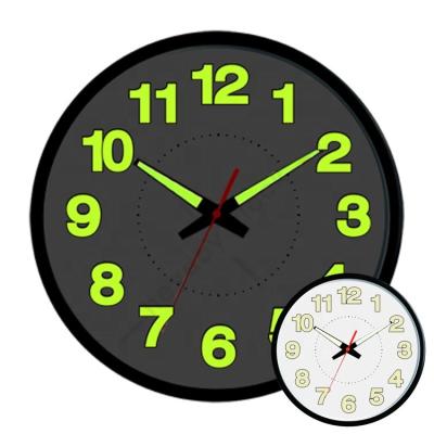 China LUMINOVA 12 Inch Night Light Super Bright Glow in Dark Wall Clock for sale