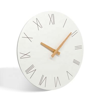 China FILE Living Room Silent White Quartz MDF Nordic Wooden Clock for sale