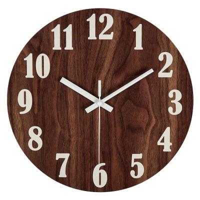 China Antique Style 12 Inch With Night Light Function Retro Classic Country Wooden Wall Clock for sale