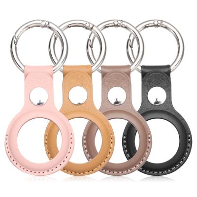 China Simple Leather Case Protector Cover With Key Chain Case Locator Shockproof Protective Tracker For Airtag Leather Case for sale