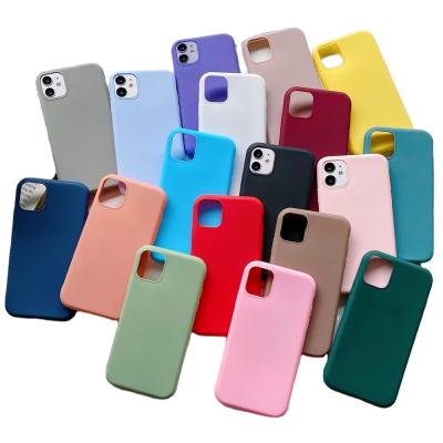 China 2021 premium color candy color tpu mobile phone case thin shockproof soft custom wholesale shockproof silicon for iphone 13 case 12 for sale